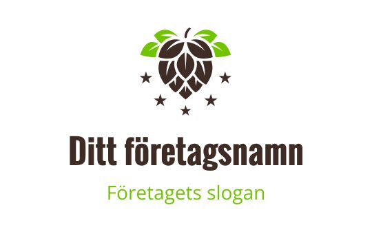 Modern logotypdesign med en humlekotte, gröna blad och stjärnor