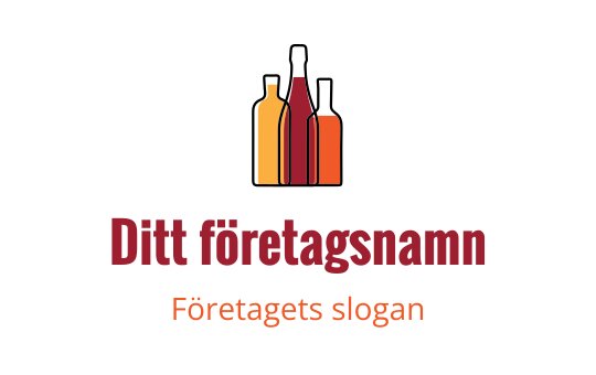 Stilren logotypdesign med tre färgglada flasksilhuetter