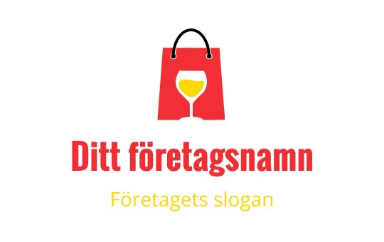 Fet logotypdesign med en röd väska och ett vinglasikon