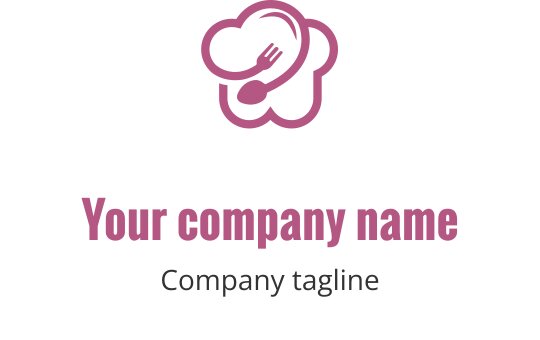 Kockhatt logo design med en gaffel och sked i rosa