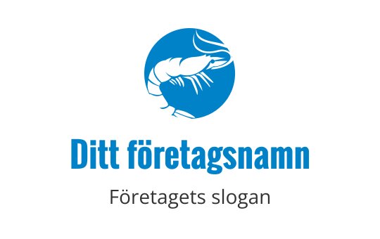 Fet blå räka logo design med en cirkulär bakgrund