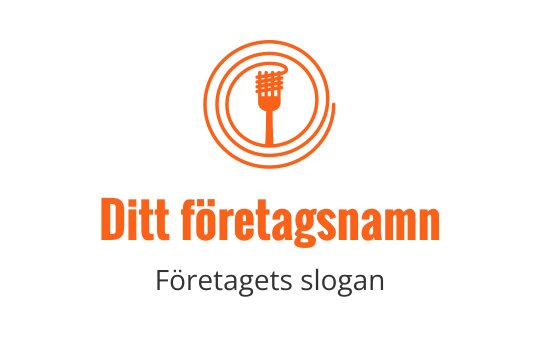 Modern logotypdesign med en mikrofon inom en cirkulär orange kontur