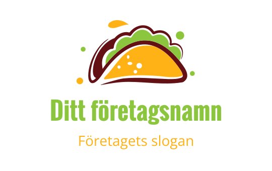 Färgglad taco logotypdesign med grön sallad och gul fyllning