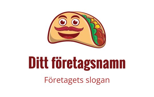 Lekfull taco logotypdesign med ett leende ansikte och färgglada pålägg