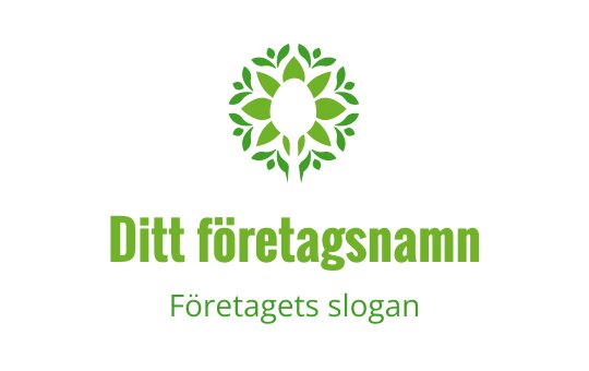 Modern grön logotypdesign med en bladkrans och central form