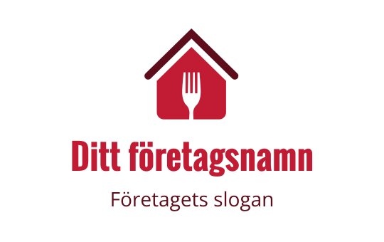 Modern logotypdesign med ett hus och en gaffel i rött