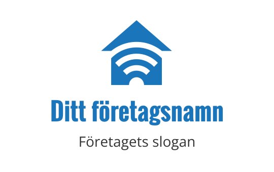 Modern blå logotypdesign med ett hus och trådlösa signalvågor