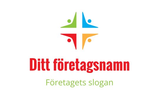 Färgglad logotypdesign med en stjärnform och fyra mänskliga figurer