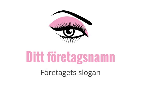 Elegant logotypdesign med en rosa ögonfrans ovanför fet text