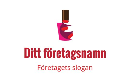 Kreativ logotypdesign för nagellack med en rosa flaska och röda detaljer