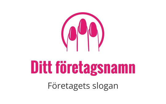 Stilren logotypdesign med tre rosa naglar under en cirkulär kontur