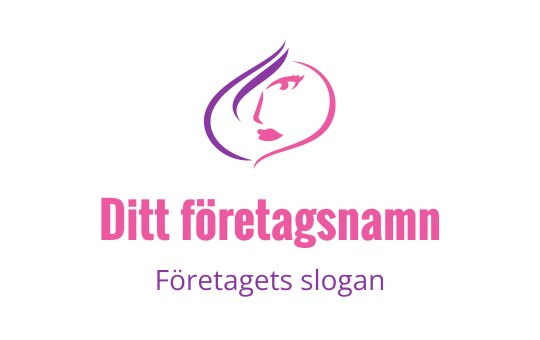 Elegant logotypdesign med en stiliserad kvinnas ansikte i rosa och lila
