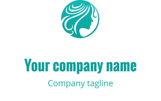Elegant logotypdesign med en kvinnas silhuett och flödande hår