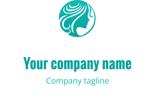 Elegant logotypdesign med en kvinnas silhuett och flödande hår