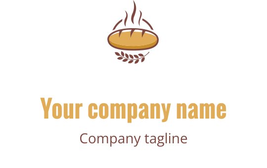 Elegant logotypdesign med en stiliserad brödlimpa i brunt och guld