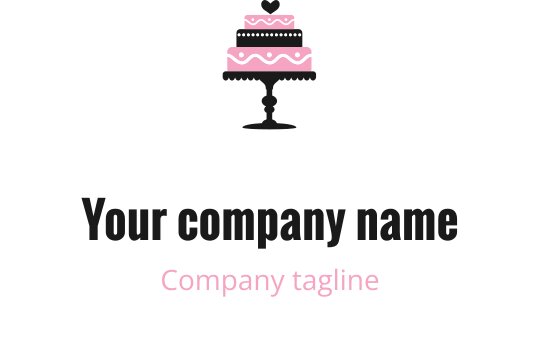 Elegant svart och rosa logotypdesign med en stiliserad tårta