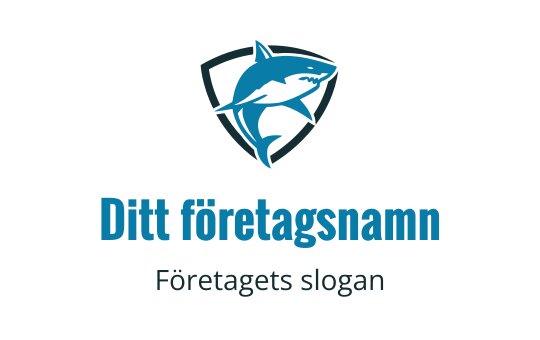 Tydlig hajlogo design inom en sköld, med blå nyanser