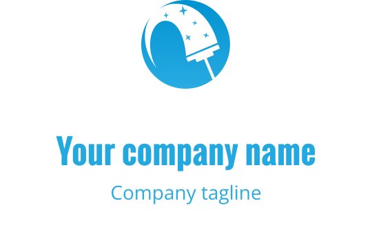 Modern blå logotypdesign med en stiliserad teleskop och stjärnor