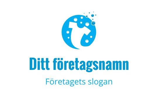 Modern blå logotypdesign med en stiliserad skjorta och bubblor