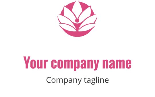 Elegant rosa lotusblomma logo design med rundade kronblad