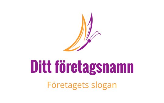 Elegant fjäril logo design med livliga orange och lila inslag