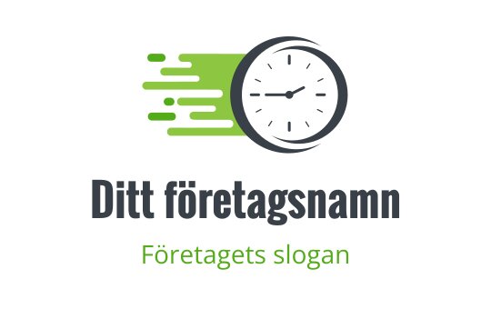 Dynamisk klocka logo design med gröna hastighetslinjer och fet text