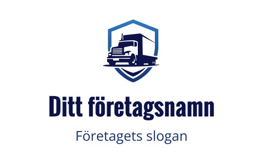 Tydlig lastbil logo design inom en blå sköldkontur