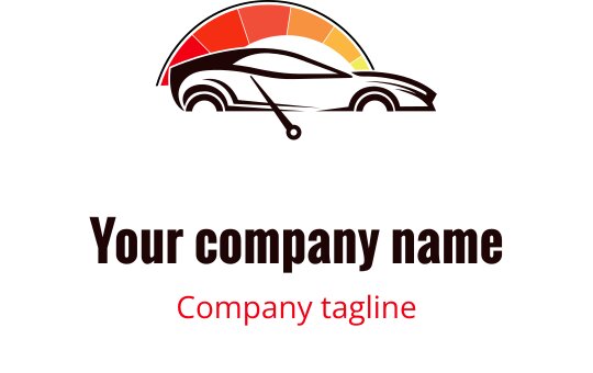 Snygg bil logo design med en färgglad hastighetsmätare ovanför