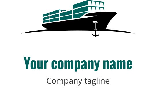 Teal logo med en stiliserad silhuett av ett fartyg