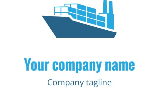 Teal och blå logo design med en stiliserad båt silhuett
