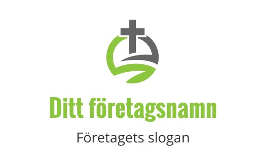 Modern logotypdesign med ett kors och gröna vågelement