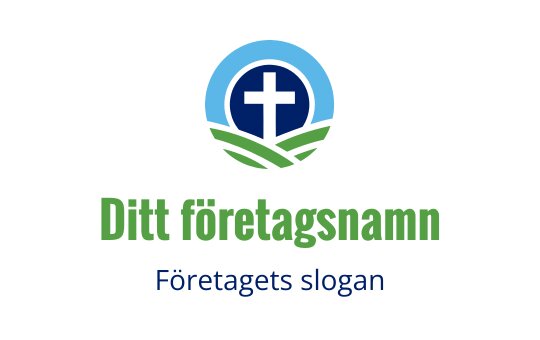 Modern logotypdesign med ett kors inom ett cirkulärt landskapsmotiv