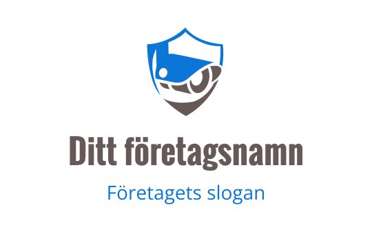 Sköldlogo med en stiliserad öga i blått och brunt
