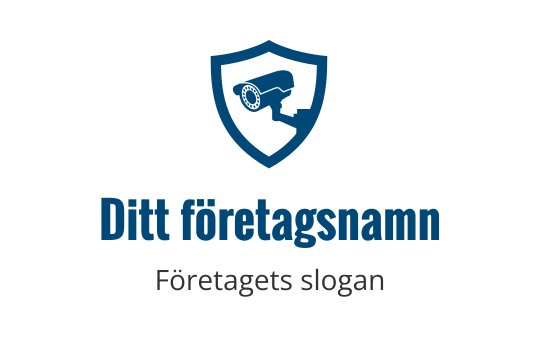 Sköldlogo med en säkerhetskamera i blå nyanser