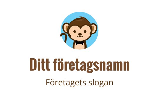 Lekfullt ap-logo med blå bakgrund och fluga
