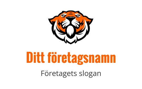 Tigerrandig logo med orange och svarta inslag