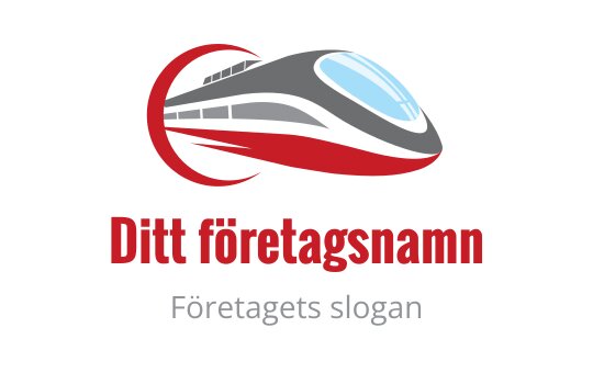 Snyggt tåg logotypdesign i röd och grå med en dynamisk kurva