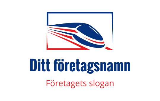 Snygg blå och röd tåglogo med dynamiska rörelselinjer