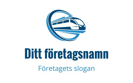 Modern blå tåg logo design med ett cirkulärt rörelseelement