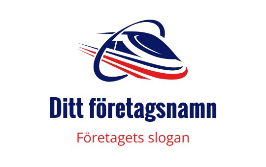 Dynamisk logotypdesign med en elegant blå och röd båt-silhuett