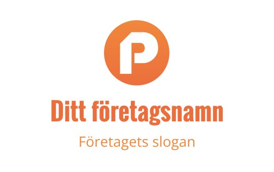 Fet cirkulär logotypdesign med en stiliserad bokstav P i orange