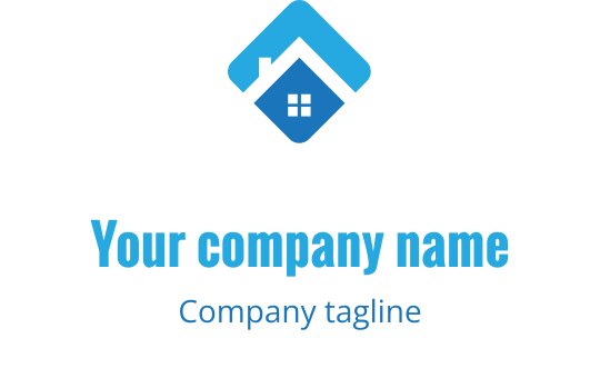 Modern turkos och blå logo design med en stiliserad hussilhuett