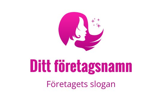 Stilren rosa silhuettlogo med en kvinnas profil och flödande hår