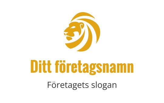 Tydlig lejonlogo med flytande man i guld och svart