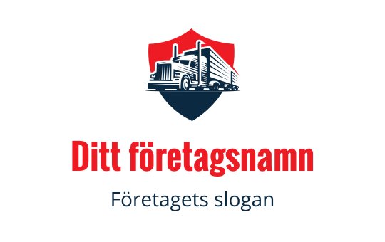 Tydlig sköldlogo med en lastbilssiluett i marinblått och rött