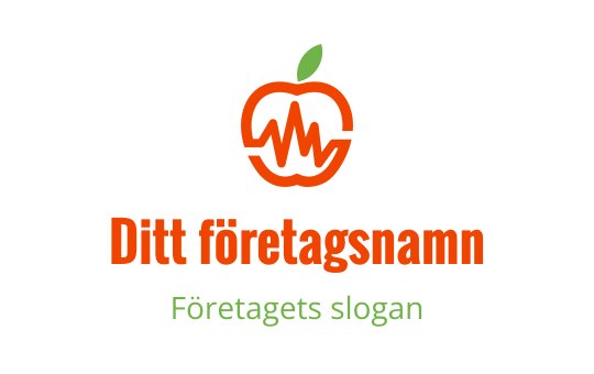 Modern orange äpple logo design med ett grönt blad och en hjärtslagslinje