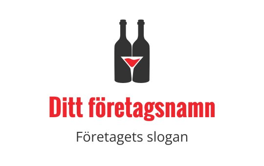 Stilren logotypdesign med två flaskor och ett rött martiniglas