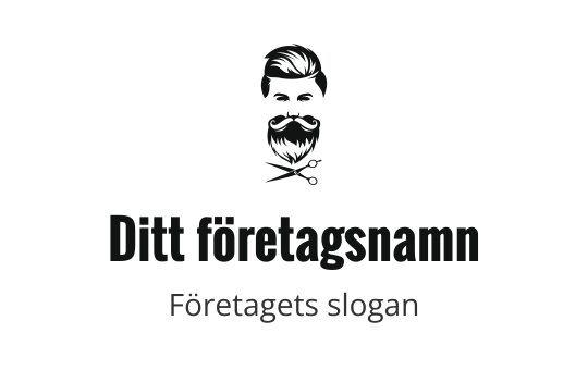 Stiliserad logotypdesign med en skäggig man och saxar