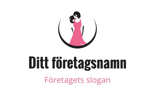 Elegant logo design med en silhuett av en rosa klänning och stilren typografi