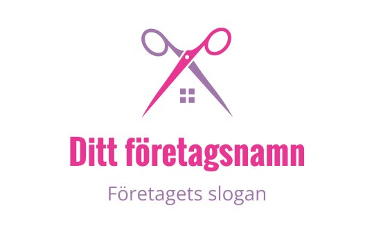 Kreativ logotypdesign med rosa saxar och ett husikon